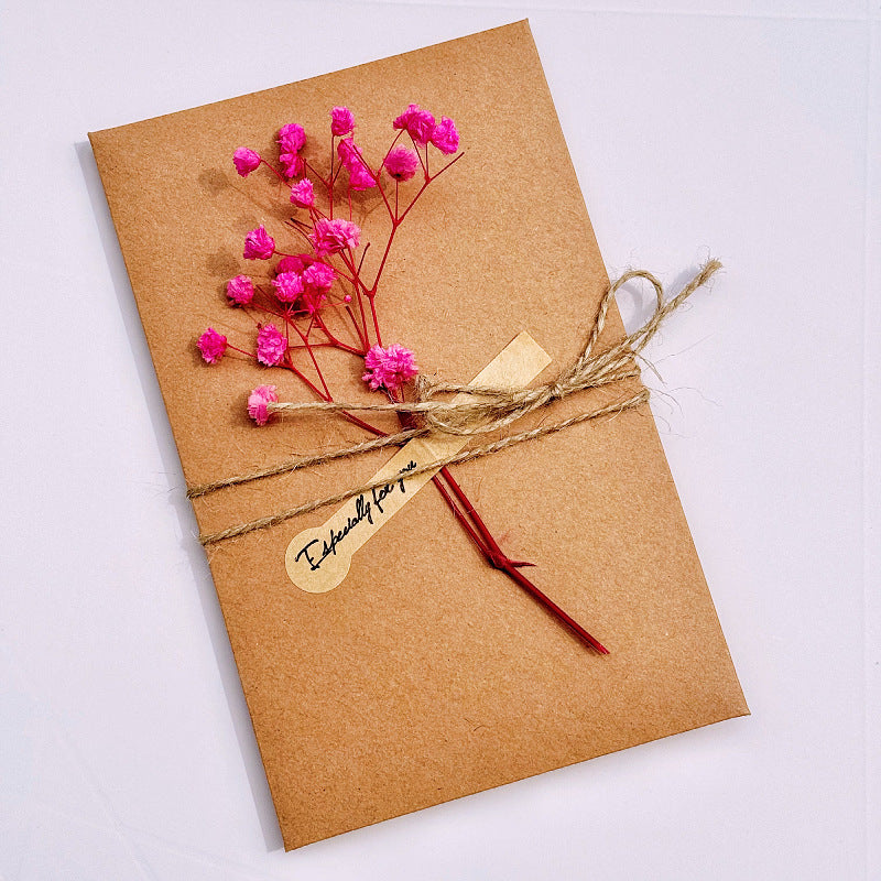Starry Sky Dried Flower Handwritten Thank You Greeting Card