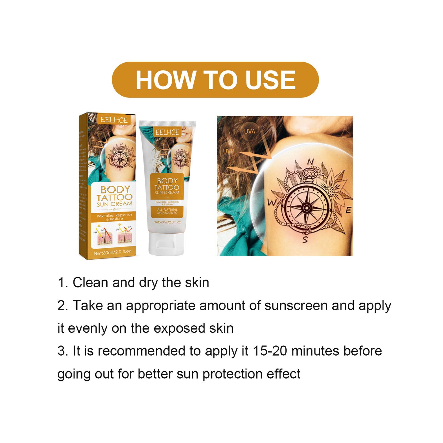 Tattoo Protection Cream Outdoor Isolation Protection Uv Moisturizing Repair Tattoo Discoloration