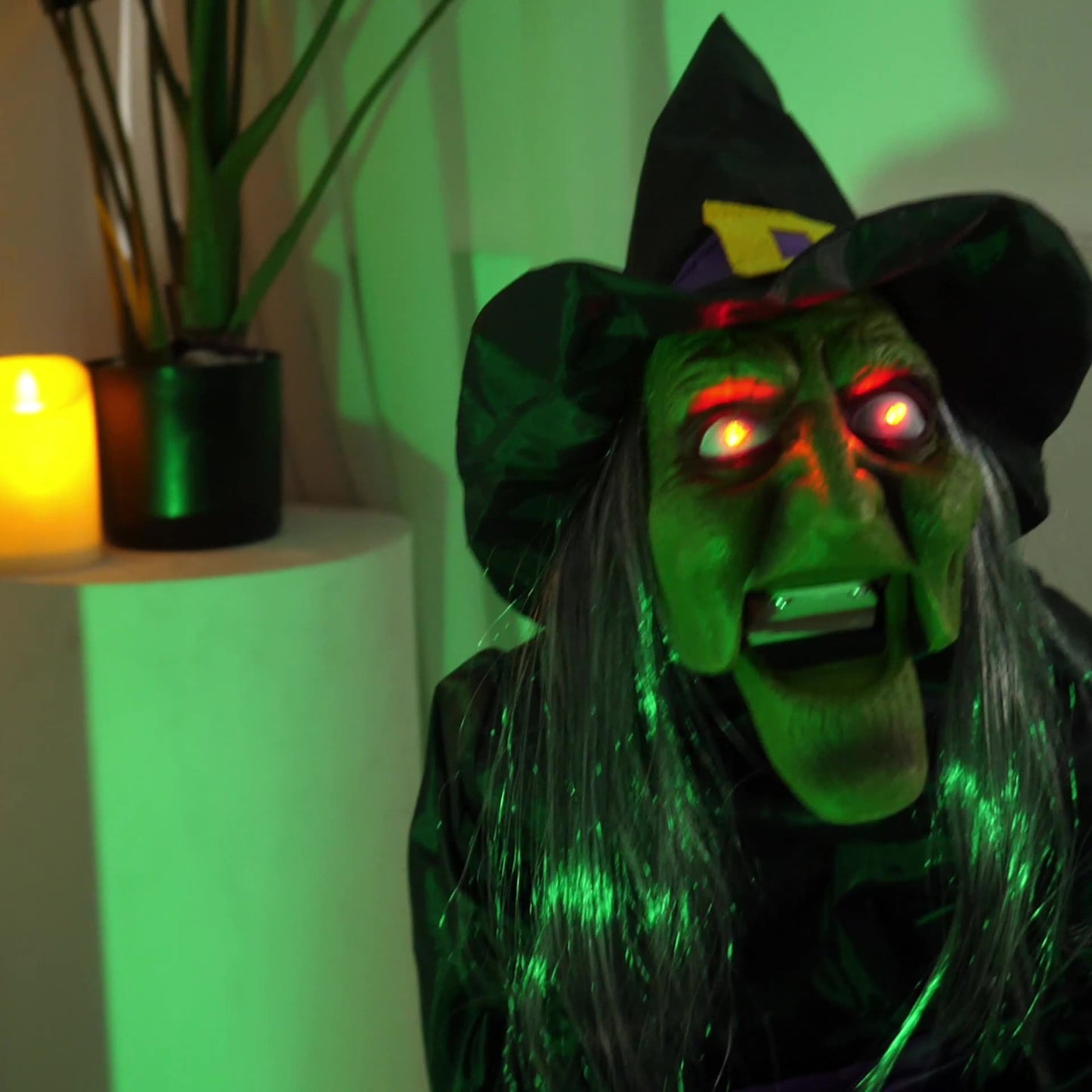 Halloween End Plate Witch Electric Voice-activated Induction Decoration Ornaments
