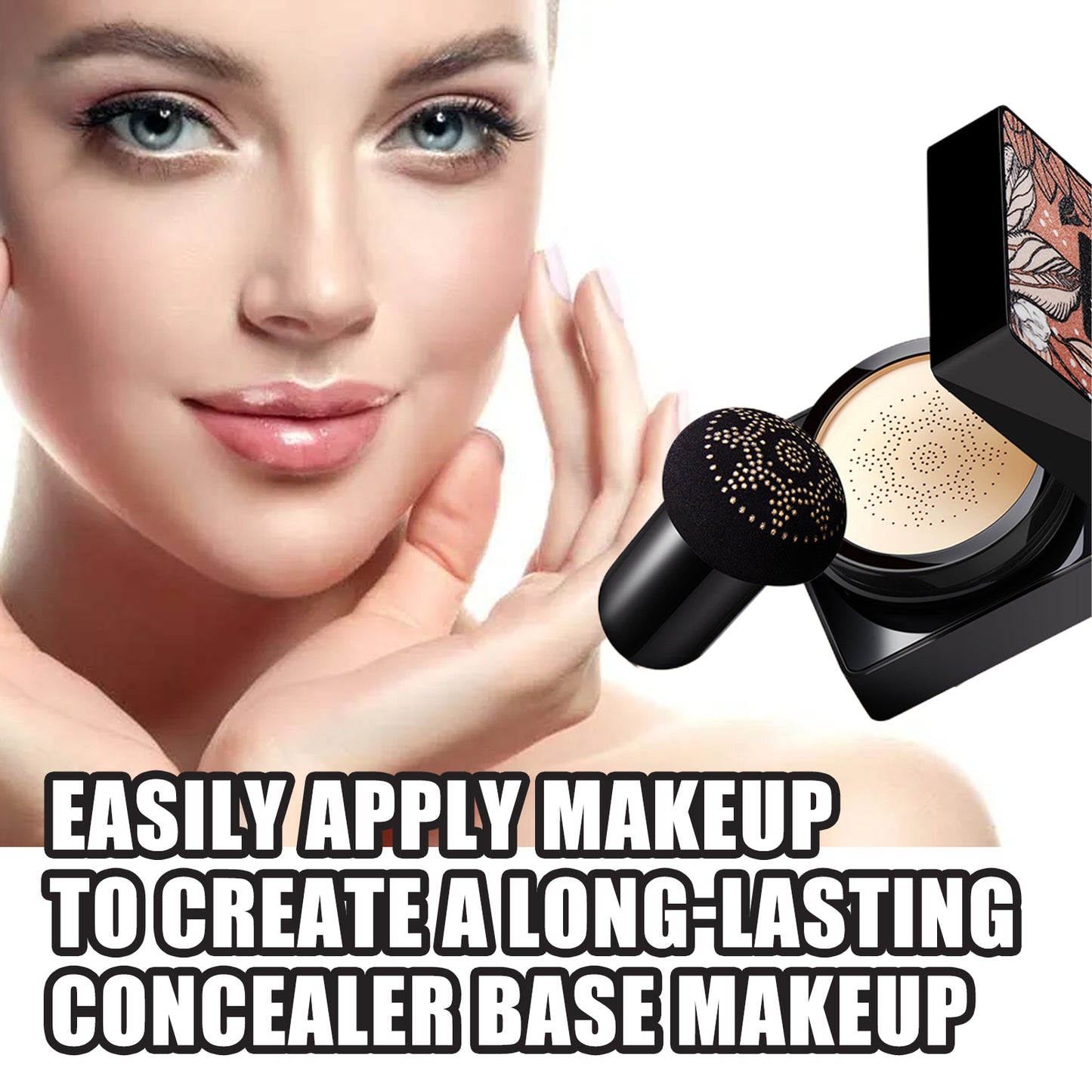 EELHOE Magic Mat Powder Puff, Invisible Pore Ivory White Natural Color With Mushroom Air Cushion On Makeup Base