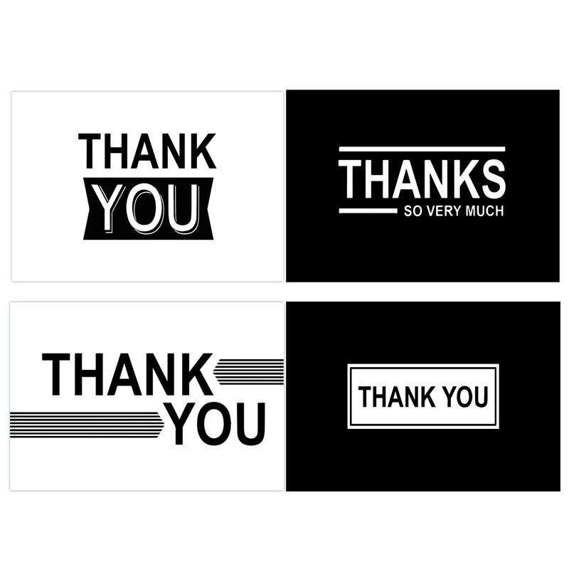 Gift Packaging 50 SheetsPack Simple Black Thank You Cards
