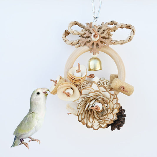 Plant Straw Gnawing Ring Natural Wood Slice Pine Cone Toy