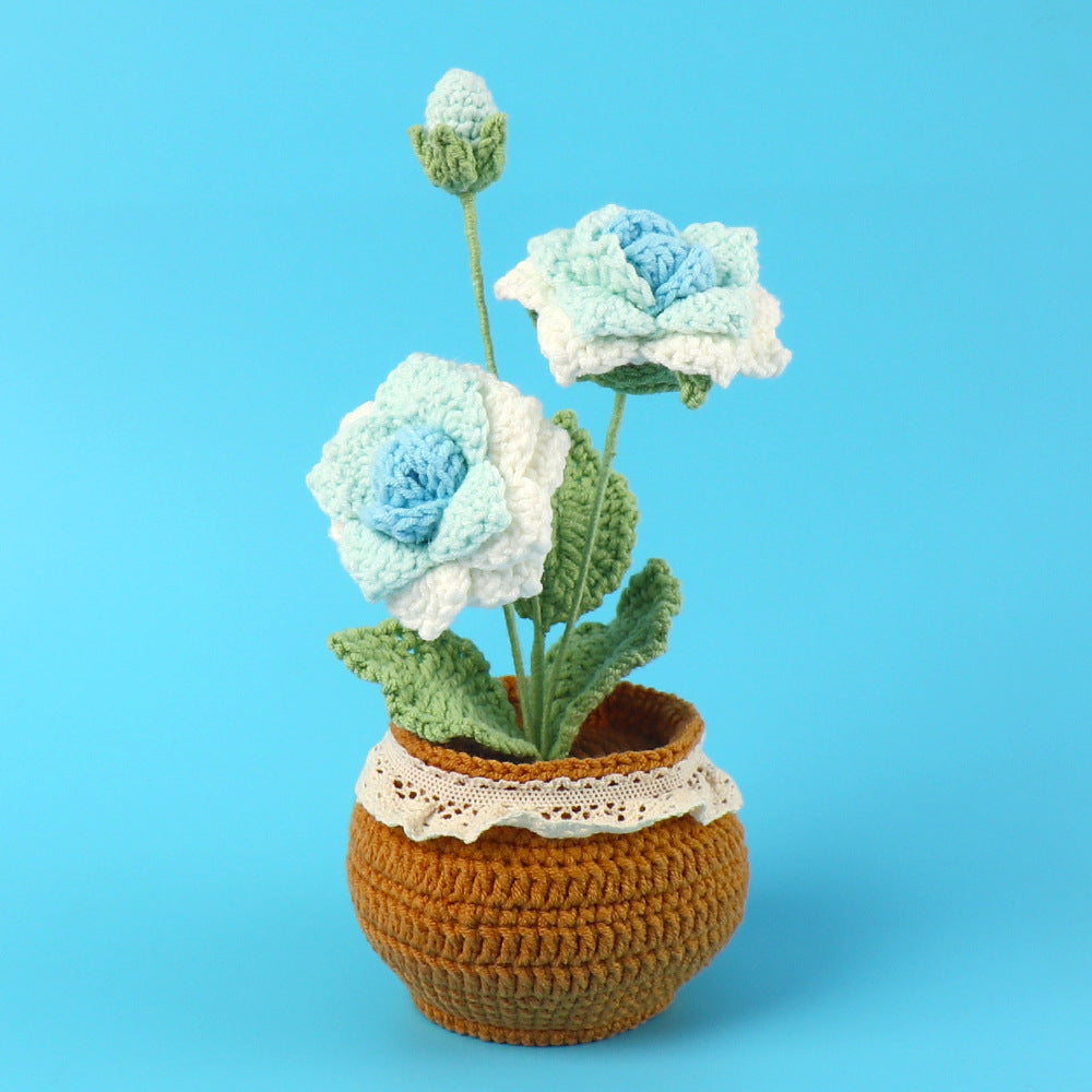 Finished Handmade Wool Woven Home Decoration Tulip Potted Plant