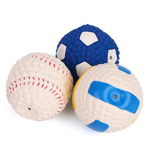 Dog toy bite-proof teeth molar latex toy ball pet interactive sound training ball pet supplies