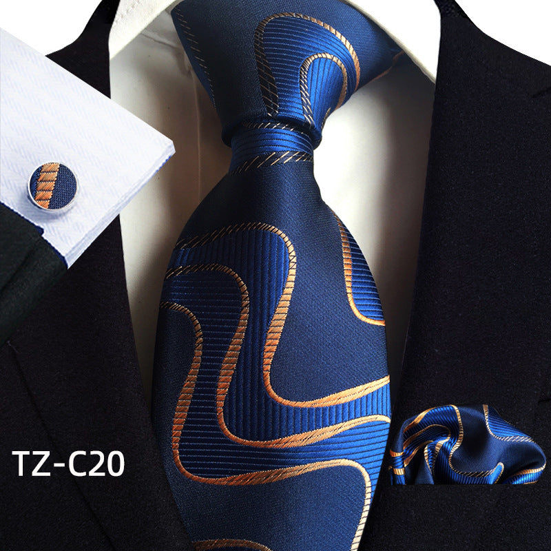 Waist Flower Men's Tie Pocket Towel Cuffs Three Piece Suit