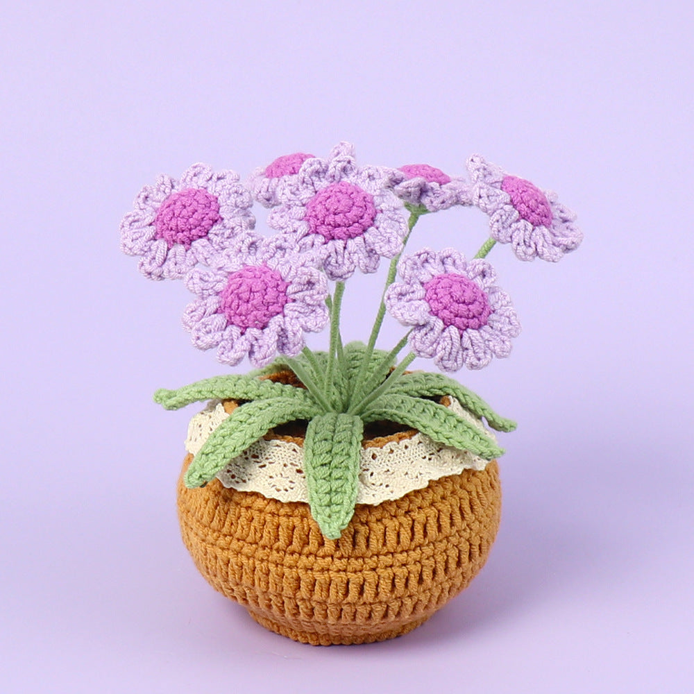 Finished Handmade Wool Woven Home Decoration Tulip Potted Plant