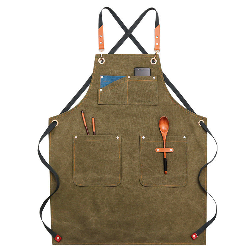 Apron Female Milk Tea Shop Barber Baking Word Denim Overalls