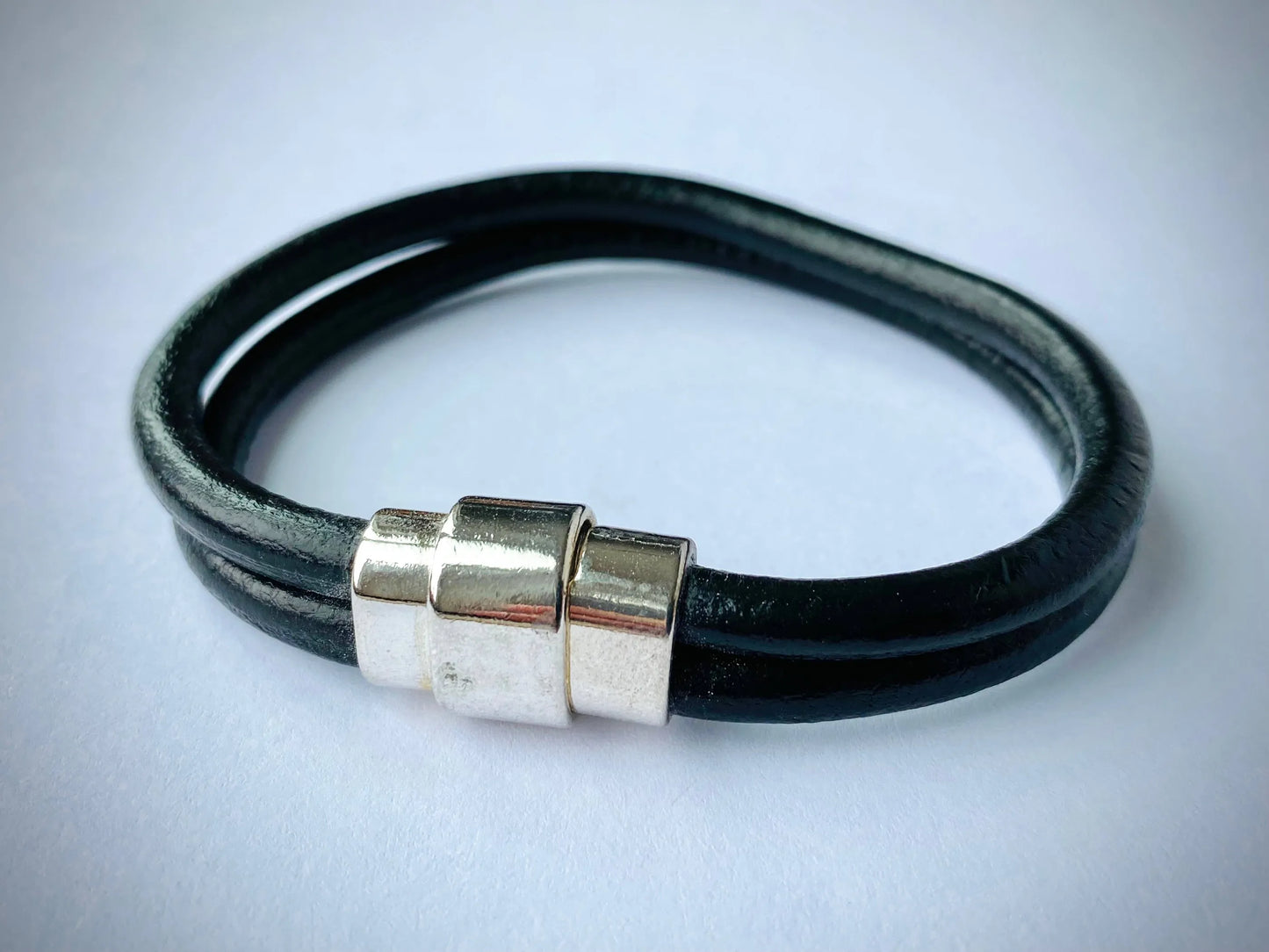 Men's Industrial Leather Bracelet with Antique Silver/Brass/Copper Clasp