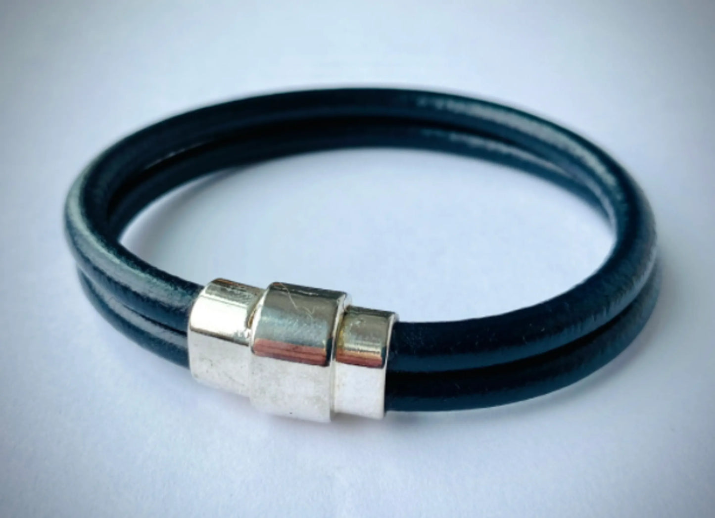 Men's Industrial Leather Bracelet with Antique Silver/Brass/Copper Clasp