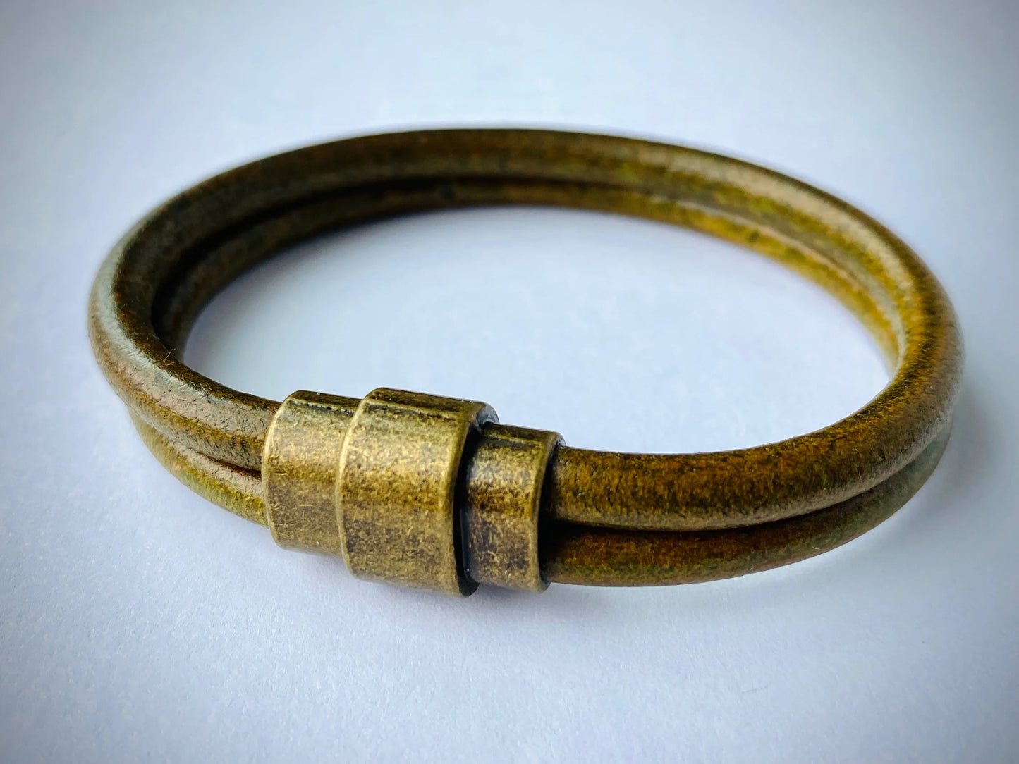 Men's Industrial Leather Bracelet with Antique Silver/Brass/Copper Clasp