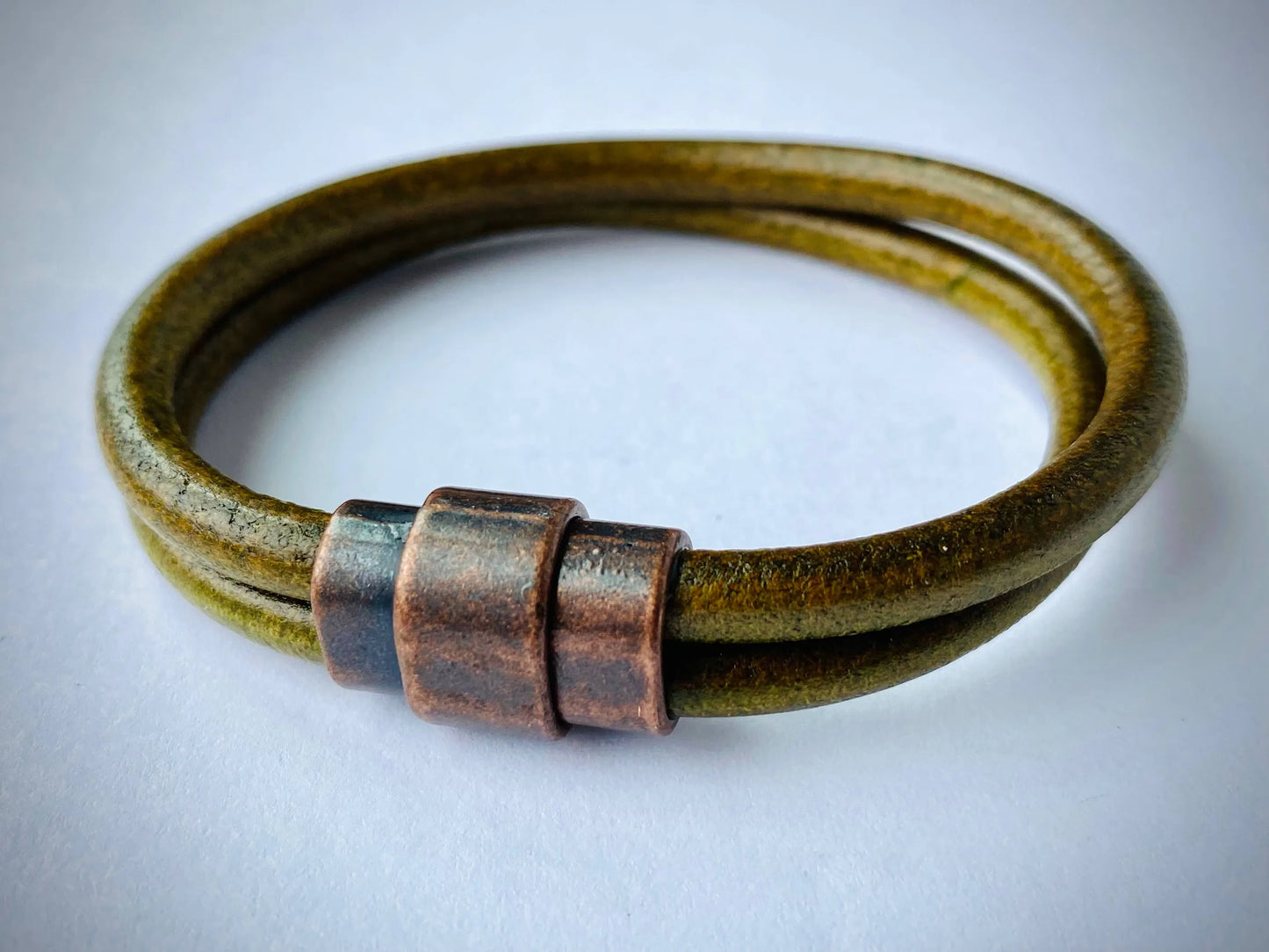 Men's Industrial Leather Bracelet with Antique Silver/Brass/Copper Clasp