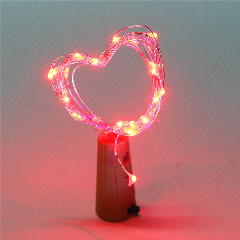 Red wine cork string 2 meters 20 colorful lights
