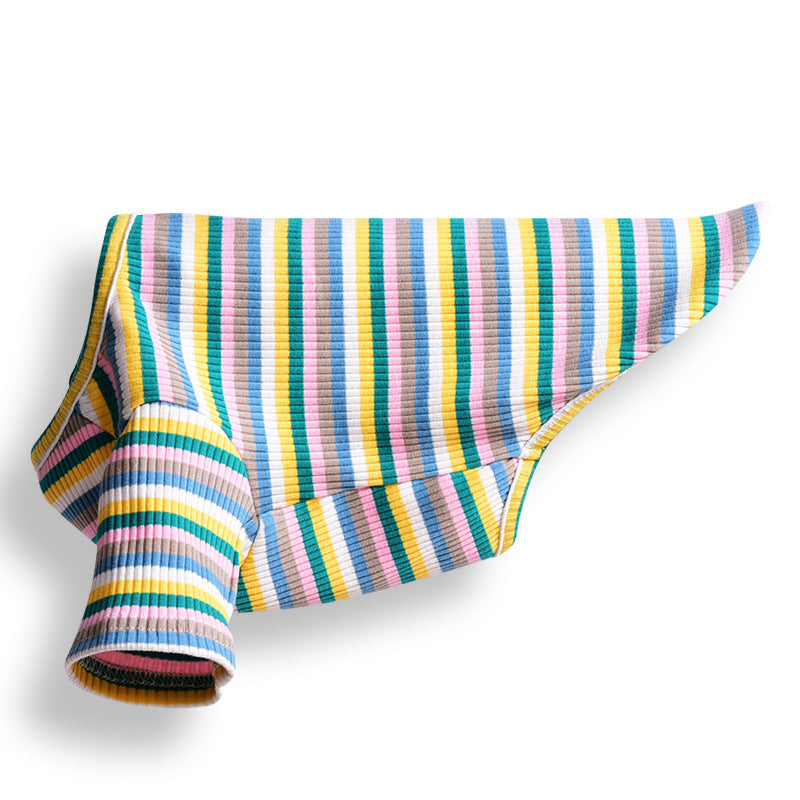 Summer Thin Cotton Breathable Striped T-shirt For Dogs And Cats