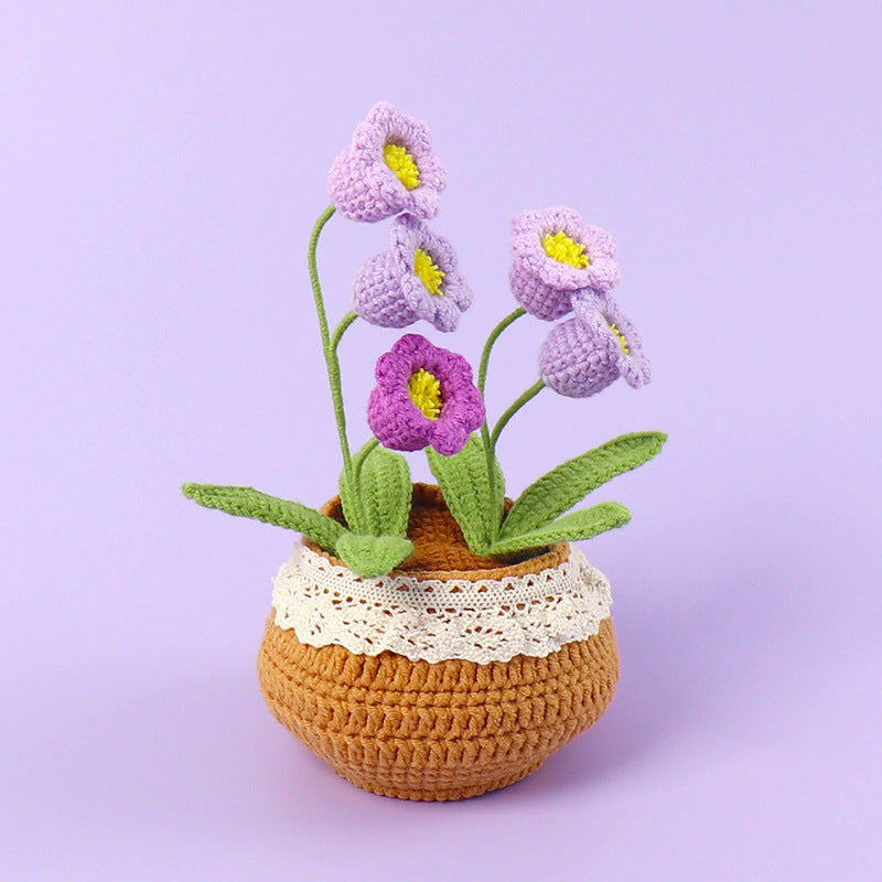 Finished Handmade Wool Woven Home Decoration Tulip Potted Plant