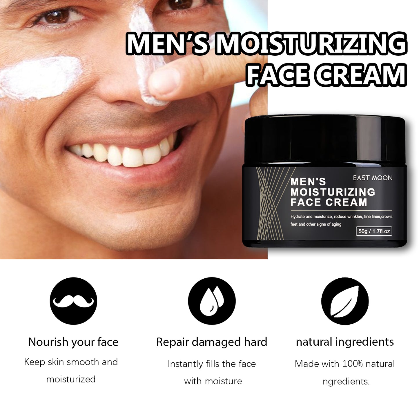 East Moon Anti-Wrinkle Cream For Men, Moisturizing And Firming Facial Skin With Light Fine Lines Hydrating Moisturizing Cream