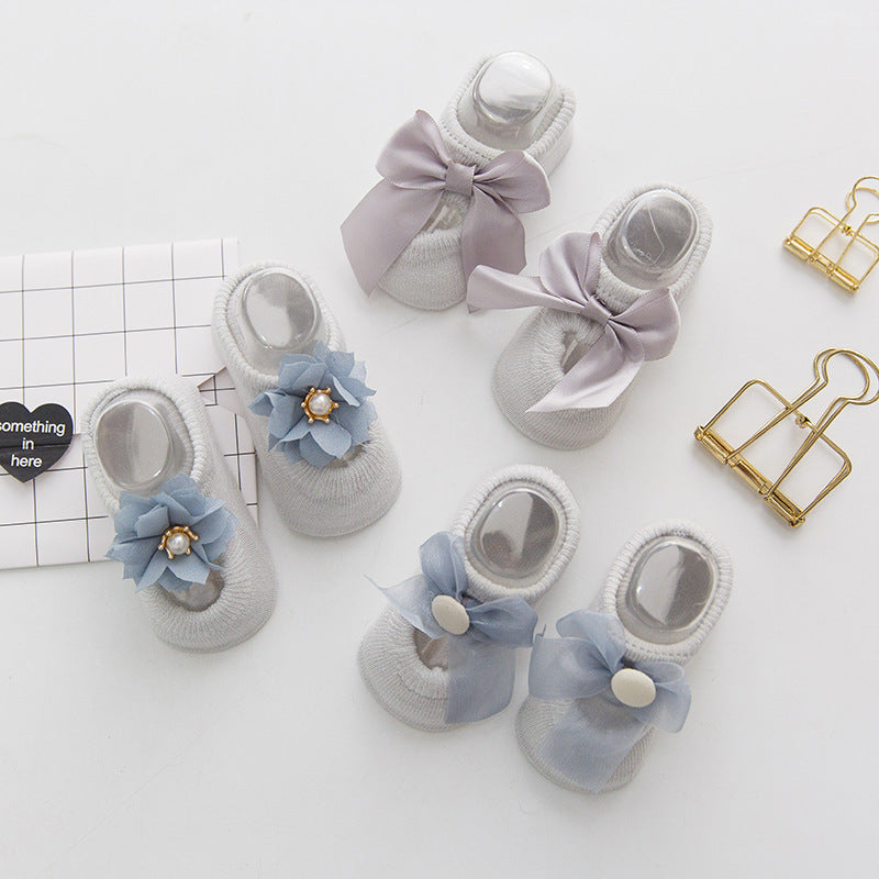 3 pairs of lace bow hole socks