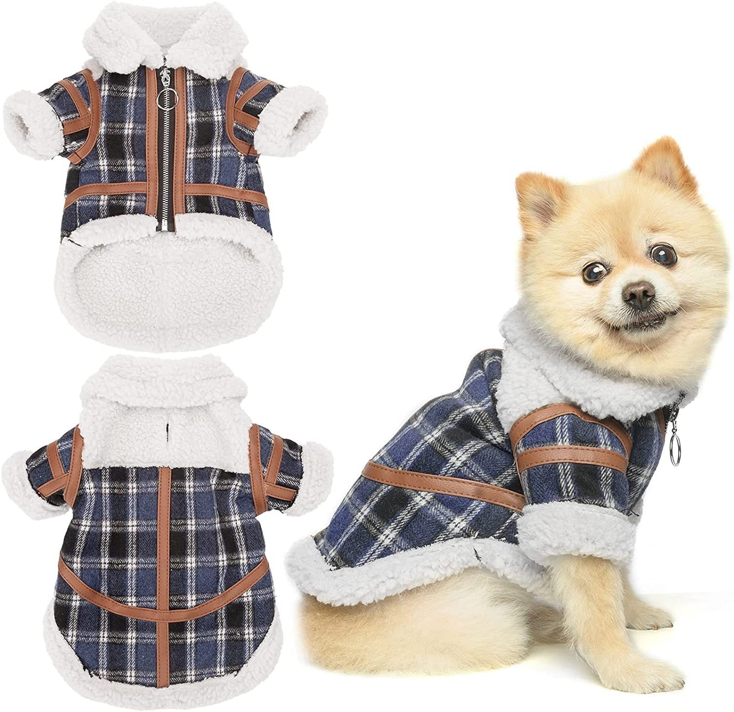Pet Two Legged Clothes Autumn And Winter Plaid Warm Lamb Velvet