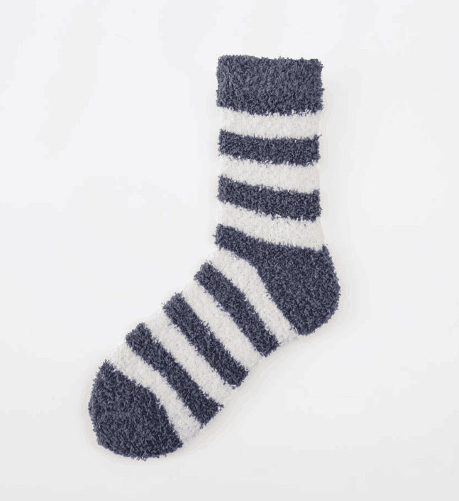 Coral Fleece Autumn And Winter Stripes In Tube Socks