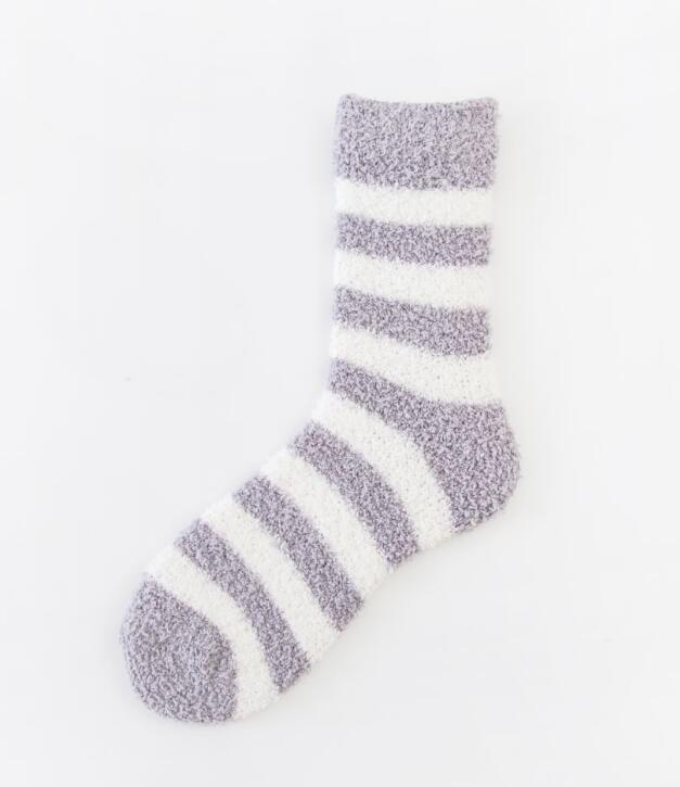 Coral Fleece Autumn And Winter Stripes In Tube Socks