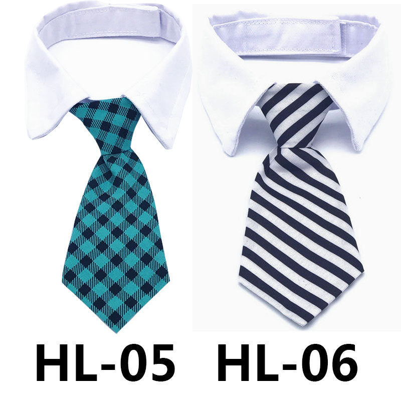 Pet Tie Print Cat And Dog Accessories Solid Color Striped Check Tie