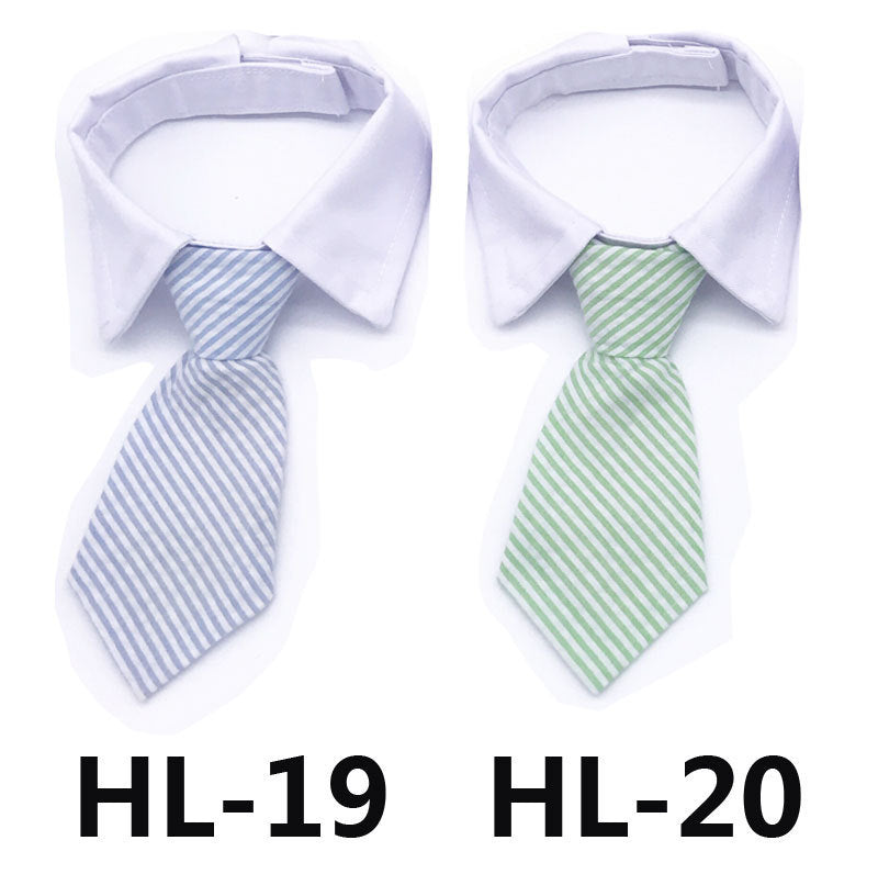 Pet Tie Print Cat And Dog Accessories Solid Color Striped Check Tie