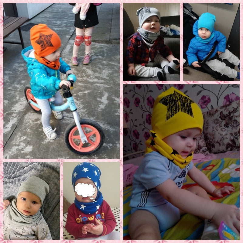 Winter Autumn Baby Boy Girl Hat Scarf Set Newborn Baby Bonnet Soft Cotton Warm Cap Kids Children Beanie Casquette Enfant