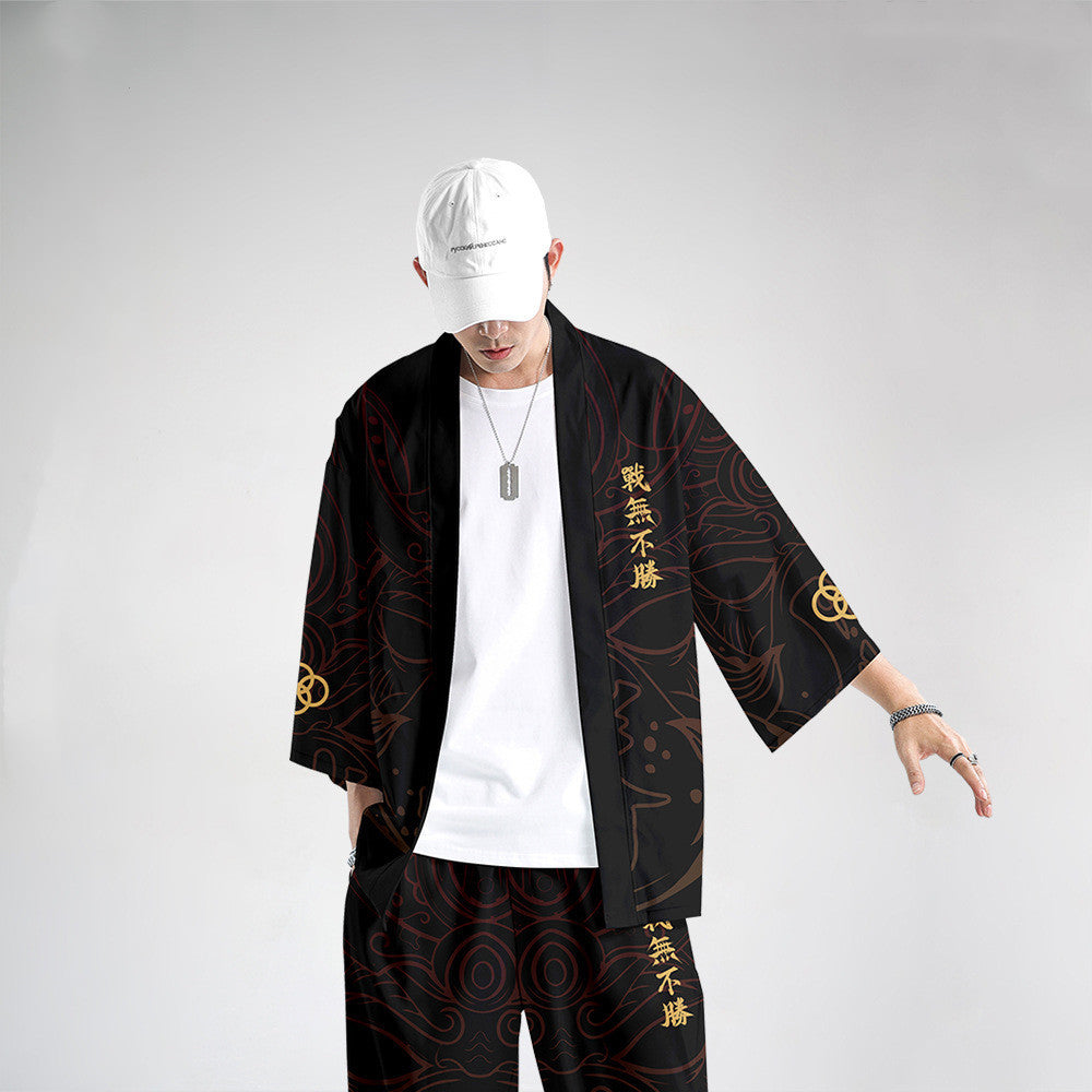 Sunscreen Clothing Kimono National Style Three-quarter Sleeve Cardigan Shirt Kimono Thin Hanfu Haori Tide