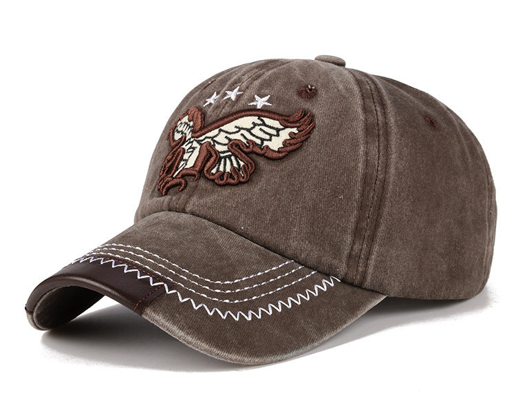 Vintage Washed Cowboy Baseball Cap Casual Embroidered Curvetail Cap
