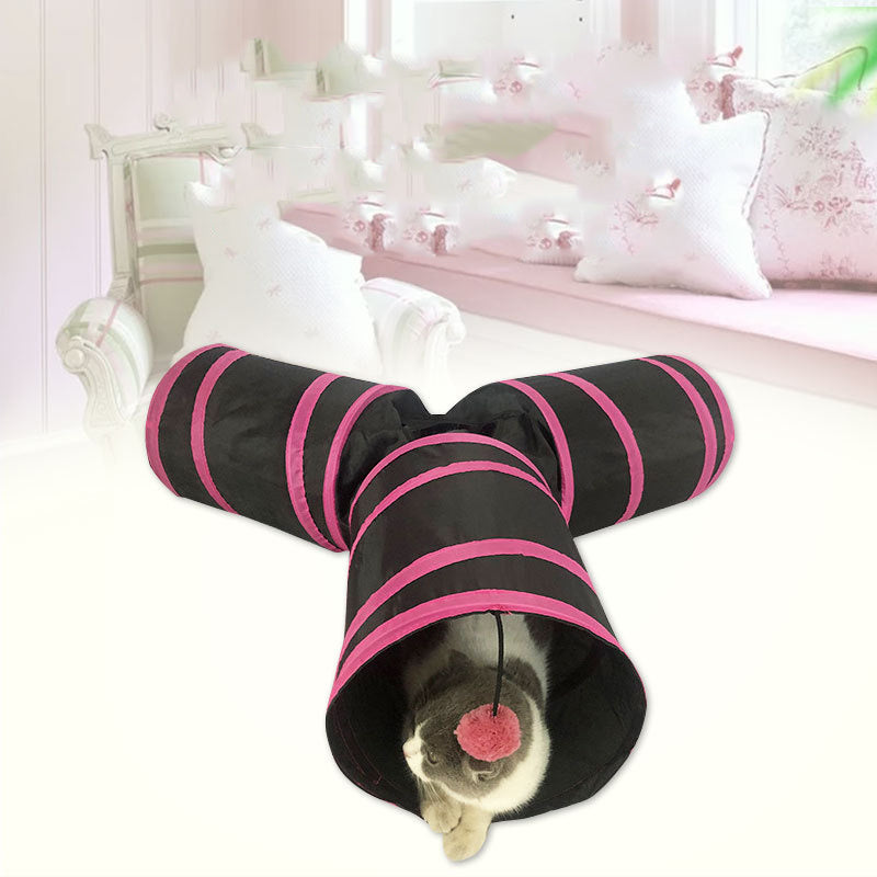 Y-shaped Foldable Cat Tunnel Fabric Pet Cat Toy Drill Hole Funny Cat Pet Nest