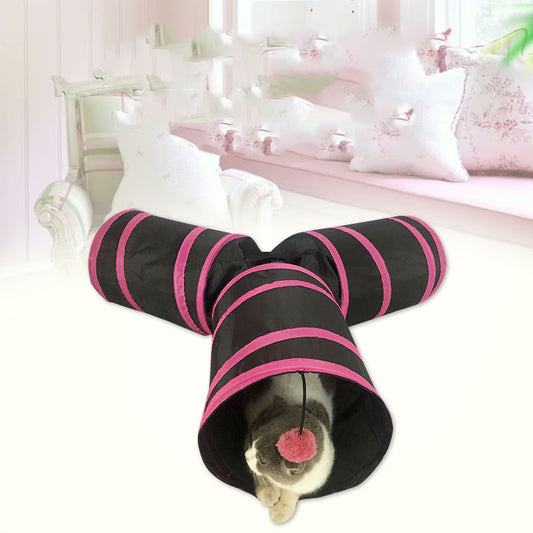 Y-shaped Foldable Cat Tunnel Fabric Pet Cat Toy Drill Hole Funny Cat Pet Nest