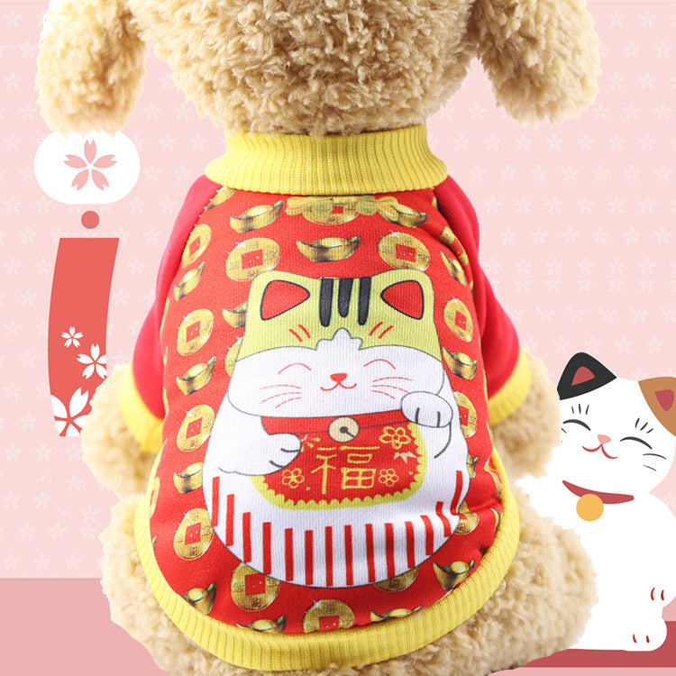 New Year Dog Cat Clothes Accessories Pet Supplies Fall winter Four Legged Cotton-padded Clothes