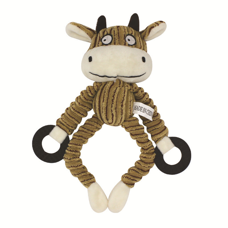 Pet Sounding Plush Toy Three-Color Rubber Ring Corduroy