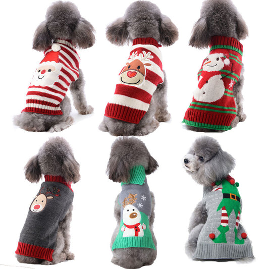 Pet dog clothes christmas pompom christmas small