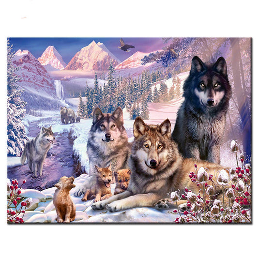 DIY cross stitch wolf decoration painting