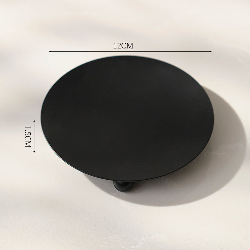 European-style Round Black And Golden Aromatherapy Candle Special Tray