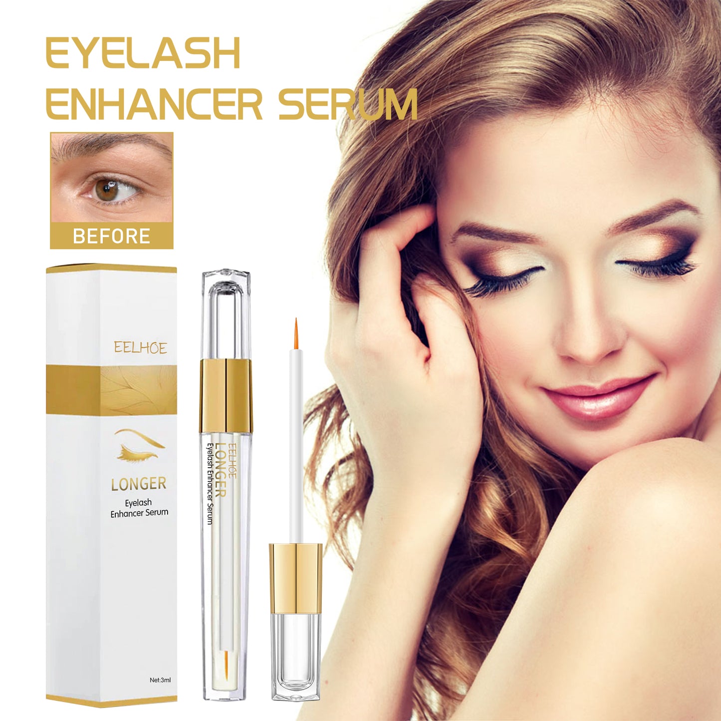 EELHOE Eyelash Liquid Lashes Long, Thick And Curling Black Beautiful Eyelash Moisturizing Mild Natural Mascara