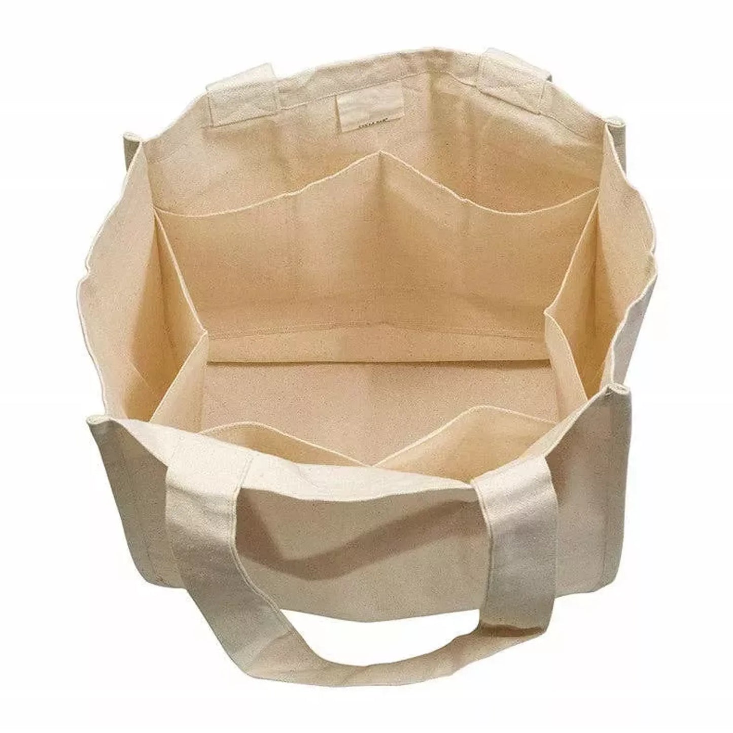 Reusable Organic Cotton Tote Mesh Bag with 6 Internal Sleeves and Logo