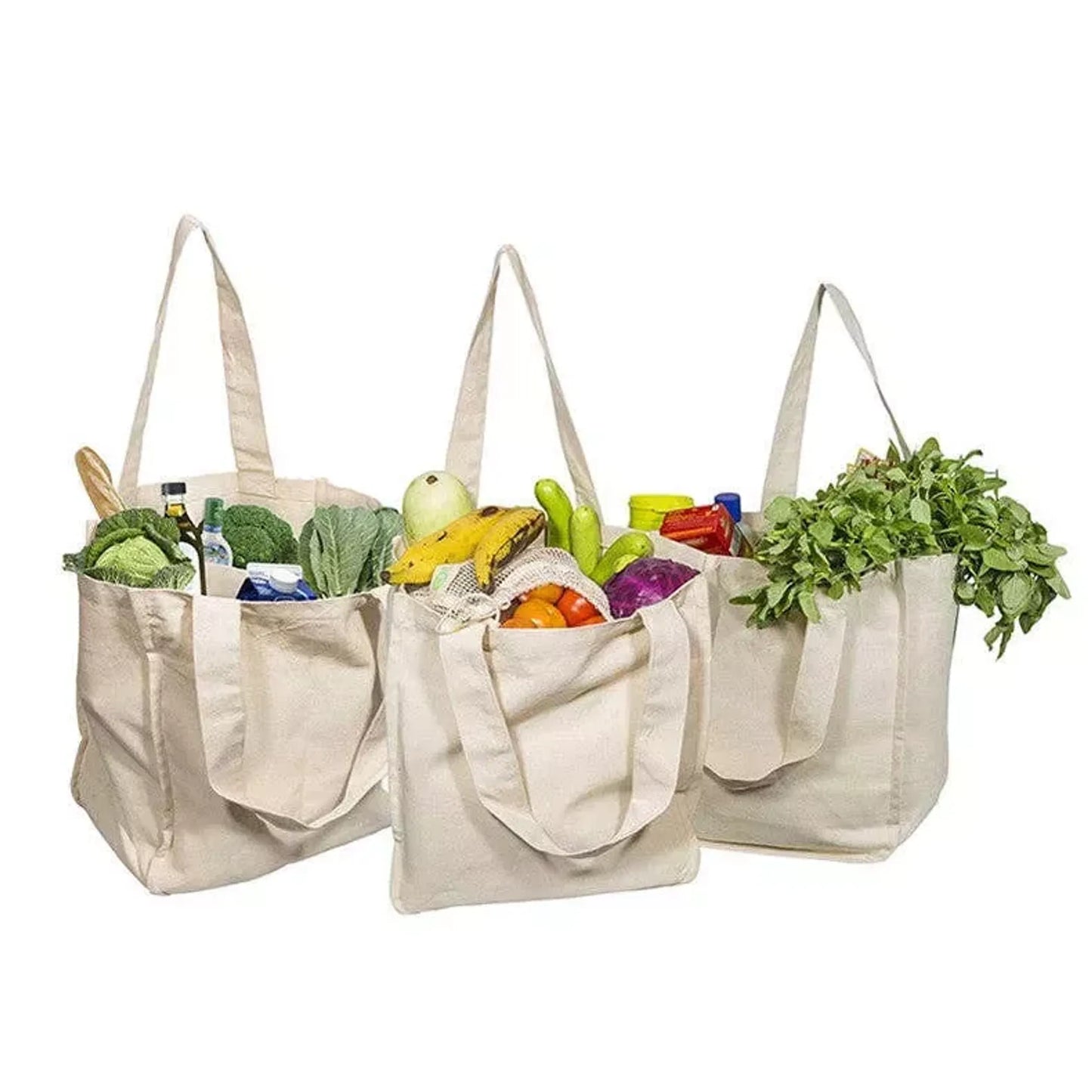 Reusable Organic Cotton Tote Mesh Bag with 6 Internal Sleeves and Logo