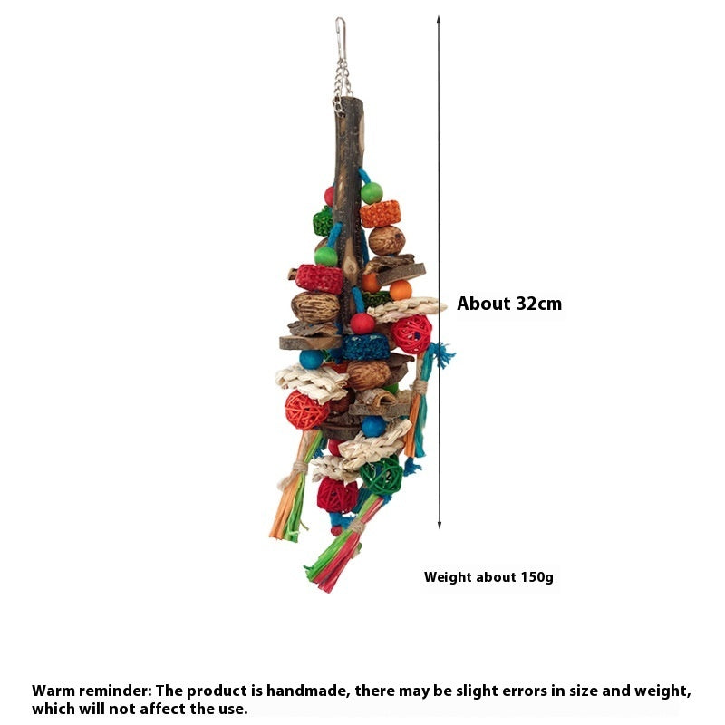 Parrot Toy Bird Decompression Relieving Stuffy Natural Material Tearing Toy Color String Combination