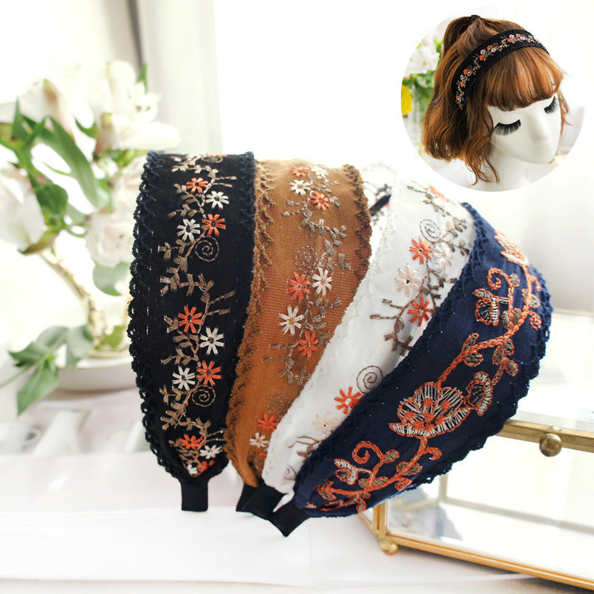 Embroidered lace headband