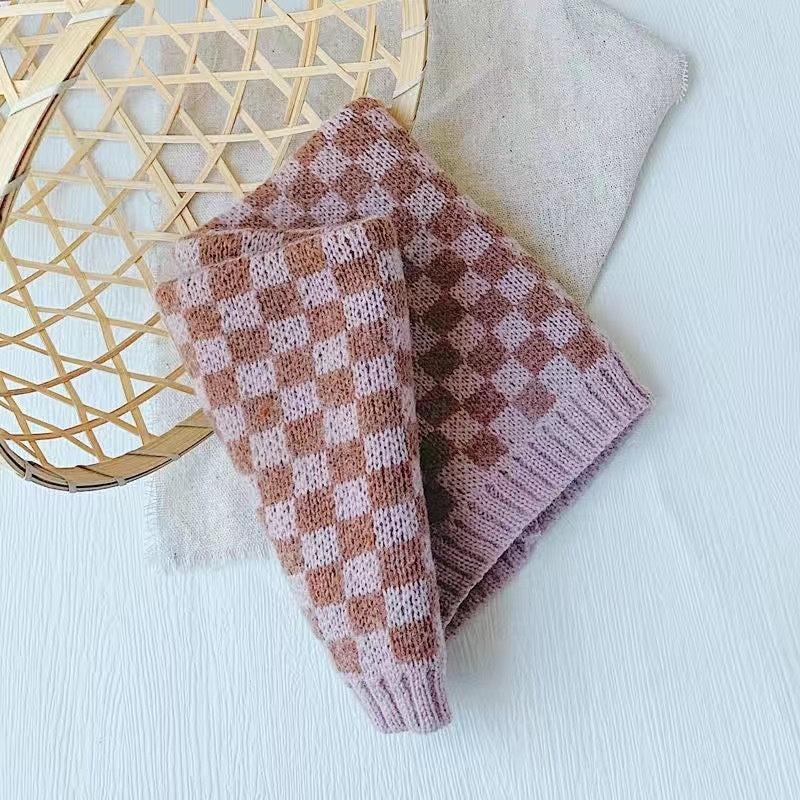 Warm All-matching Plaid Knitted Children's Neckerchief
