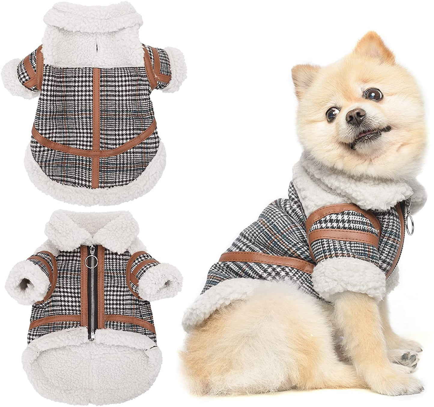 Pet Two Legged Clothes Autumn And Winter Plaid Warm Lamb Velvet
