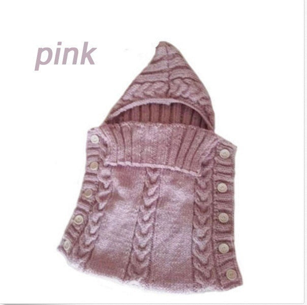 Infant Baby Tassel Ca P Sleeping Bag Sweater Wooden Button Hooded Sleeping Bag