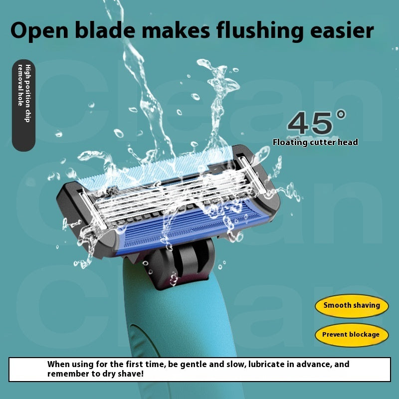 Men's Shaver 5 1-layer Imported Cutter Head Whale Style Shaving Manual Shaver 1 Handle 2 Cutter Head 1 Base