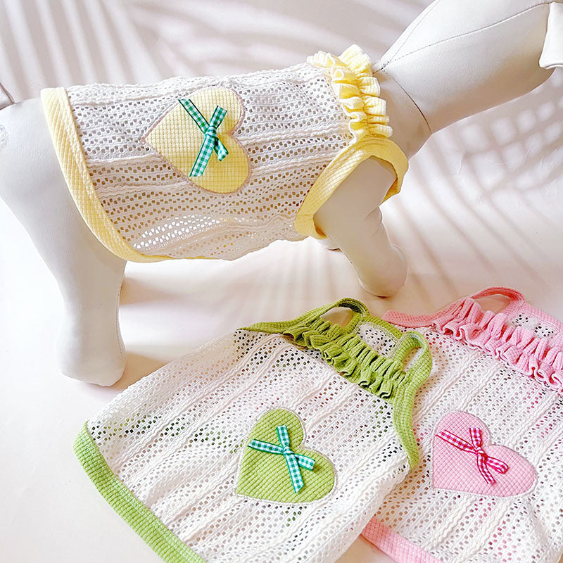 Cool Breathable Sweetheart Embroidered Vest Pet Cat Dog Clothes