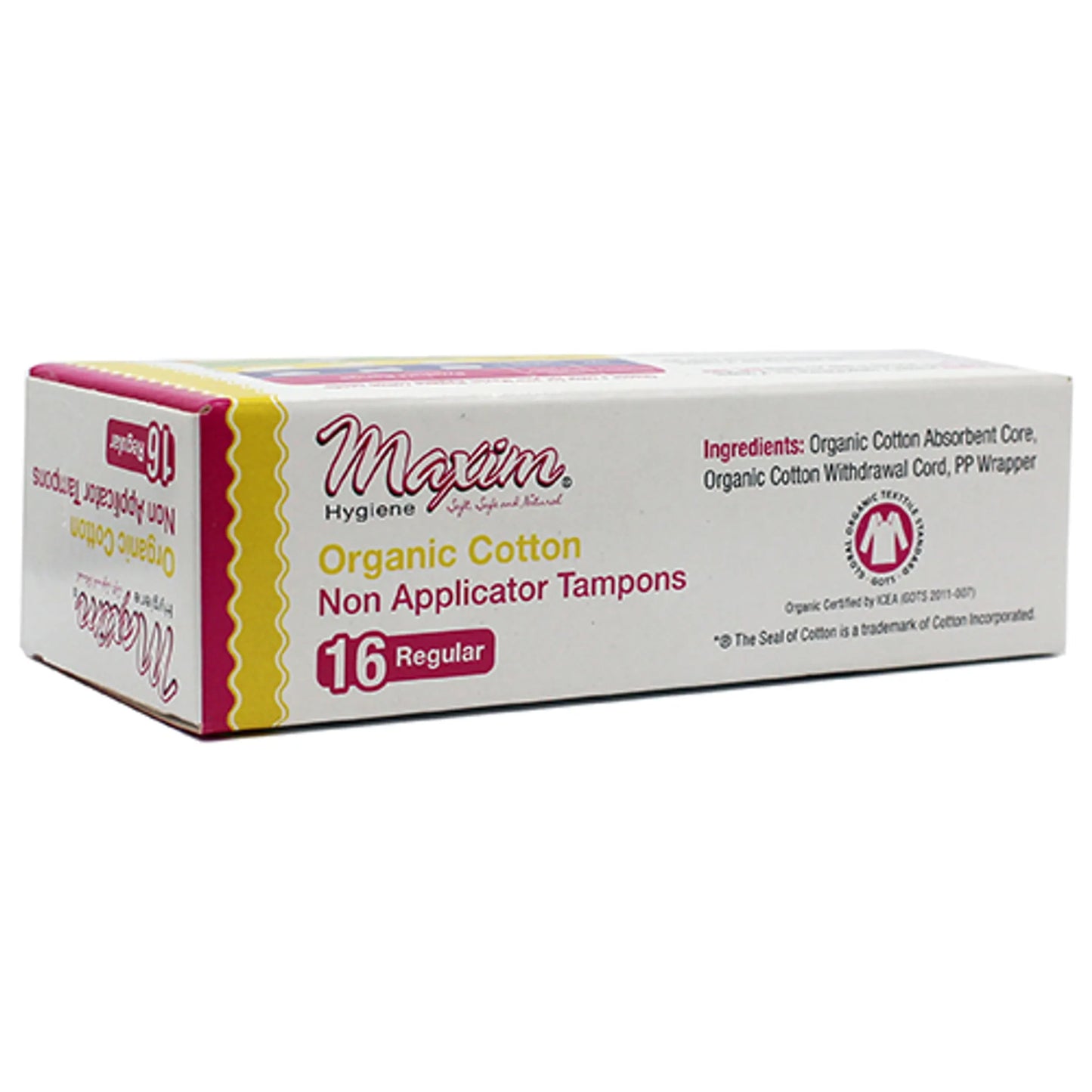 ORGANIC NON APPL TAMPON - Size: 12X16 | Pack Of: 16 | Applicator: Non-applicator | Count: 16