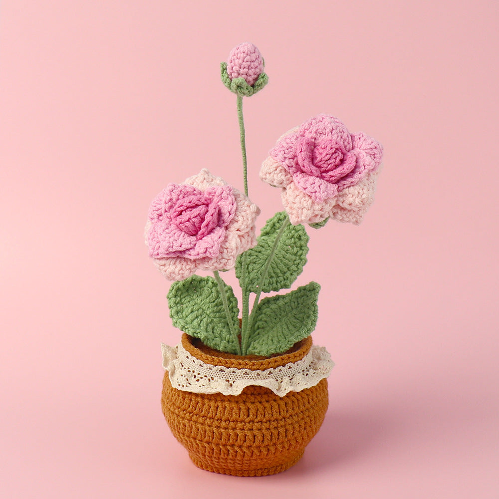 Finished Handmade Wool Woven Home Decoration Tulip Potted Plant