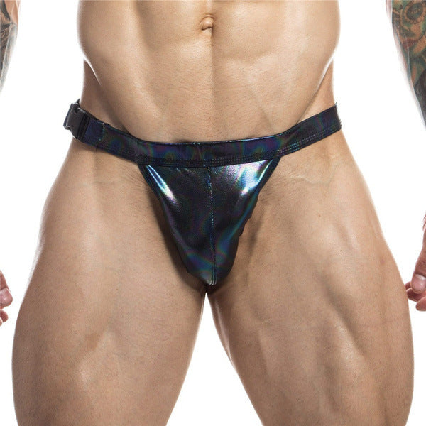 Metal Texture Laser Imitation Leather Men's Shorts