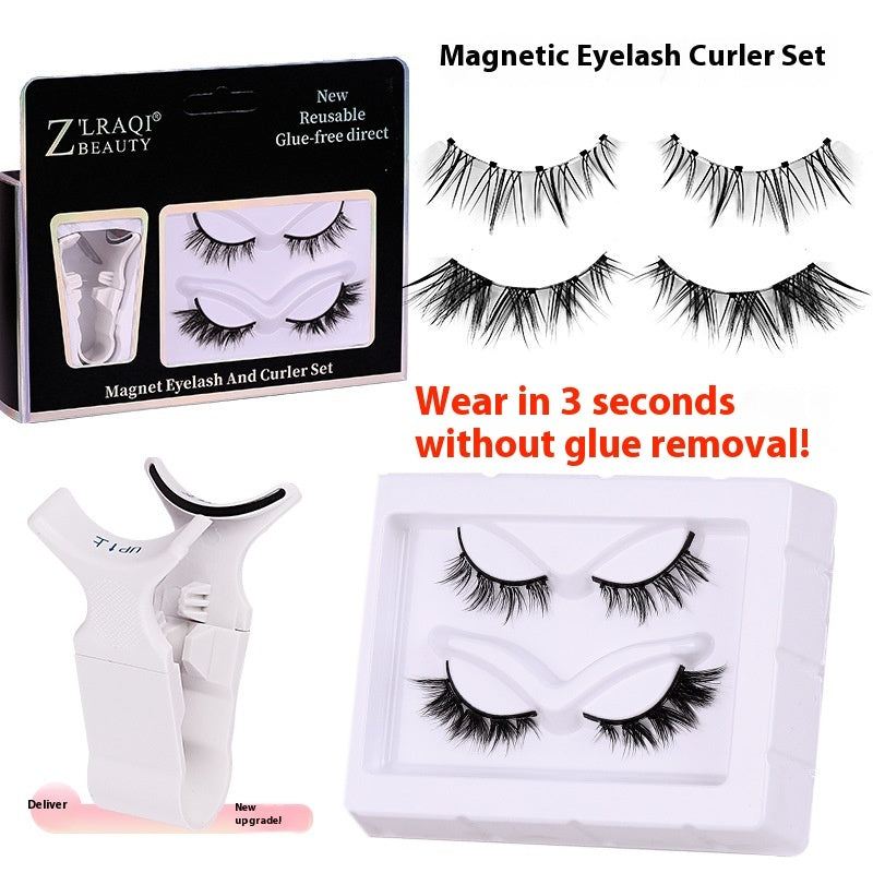 Non Adhesive Thick One Piece Magnetic Suction False Eyelashes