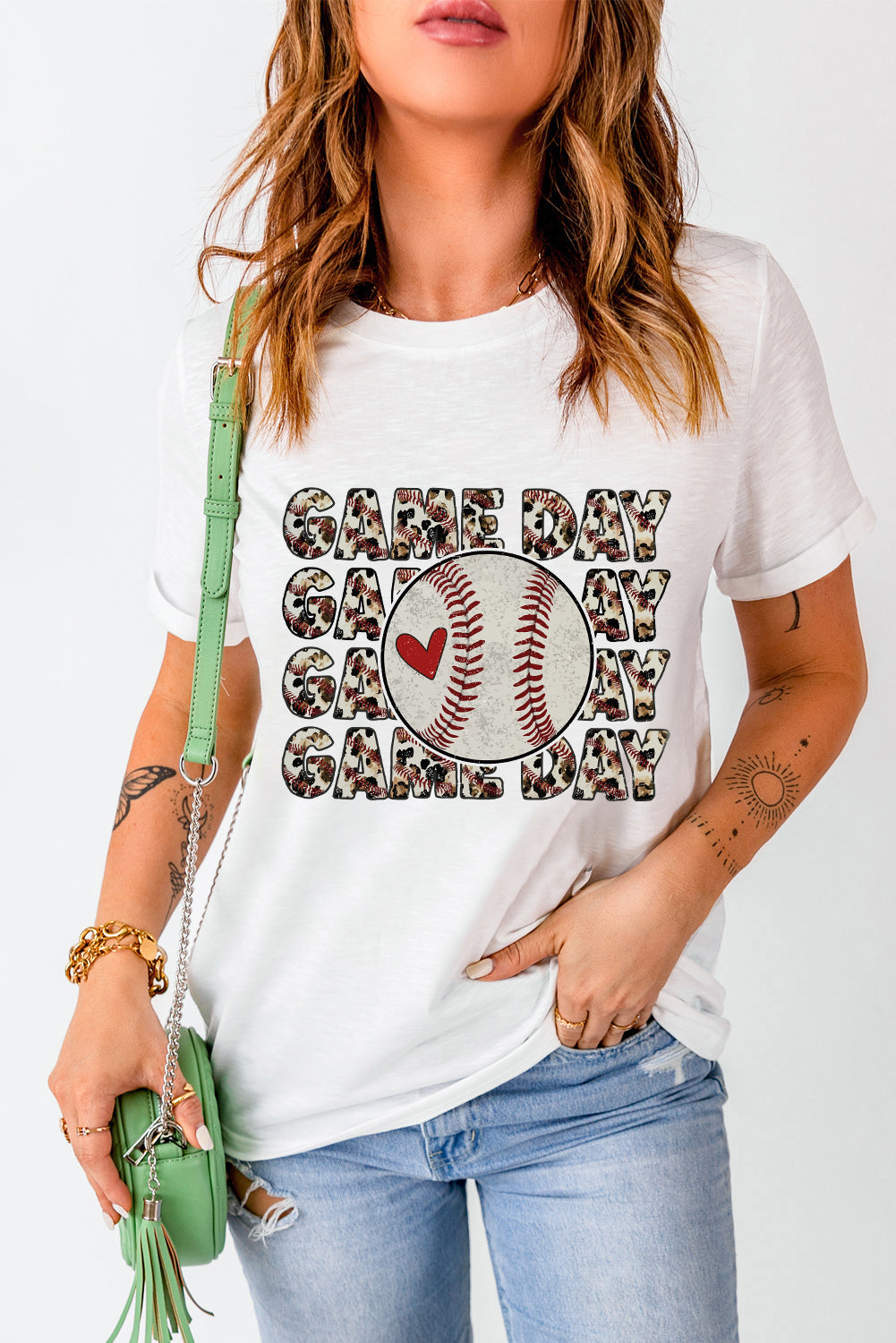 round neck short sleeve womens tops